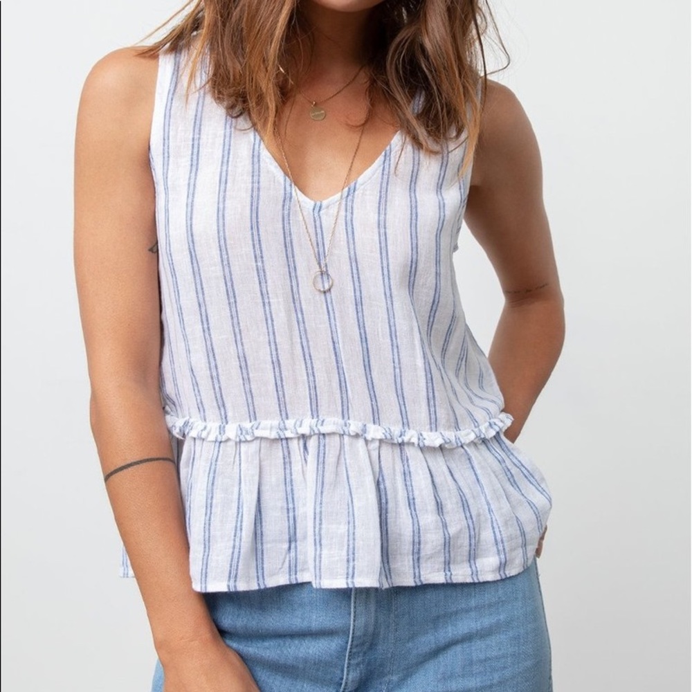 Rails Mira Peplum Top in Marine Stripe